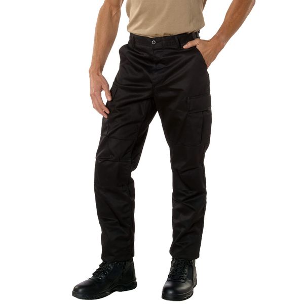 Rothco Tactical BDU Pants Mens Utility Hiking Workwear Cargo Pants, Black, Medium