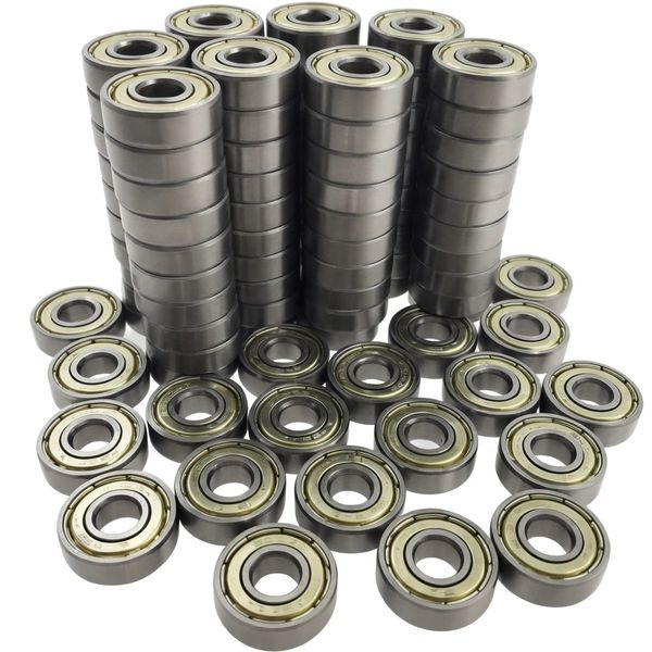 100 PCS 608-ZZ Ball Bearing - Double Metal Sealed Shielded Miniature Deep Groove Bearings for Furniture Wheel, Skateboards, Inline Skates, Scooters, Roller Blade Skates (8mm x 22mm x 7mm)