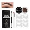 SHEEYOON Eyebrow Stamp Stencil Kit, One Step Brow Shaping Kit with Brow Pomade and 10 Easy Brow Stencils, Waterproof & Long Lasting Brow Pomade and Stencils Kit (03 Medium-Brown)