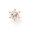 Thomas Sabo H2260 Single Snowflake Stud Earrings with White Stones 925 Sterling Silver, Sterling Silver, No Gemstone