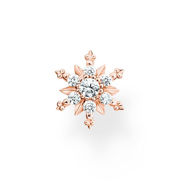 Thomas Sabo H2260 Single Snowflake Stud Earrings with White Stones 925 Sterling Silver, Sterling Silver, No Gemstone