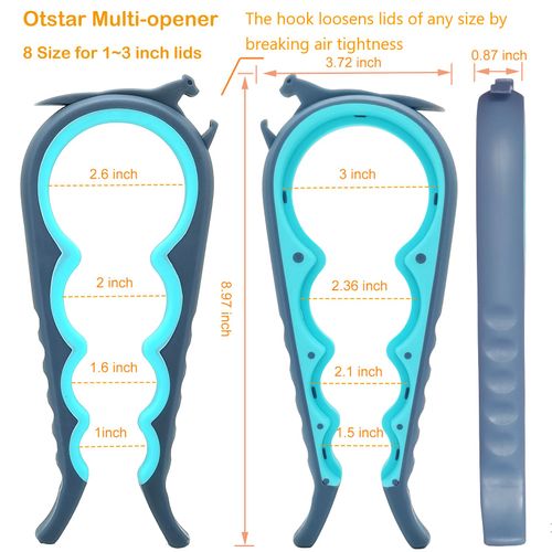 Otstar Jar Opener Bottle Opener and Ring Pull Can Opener for Weak Hands Arthritis Hands, Elderly
