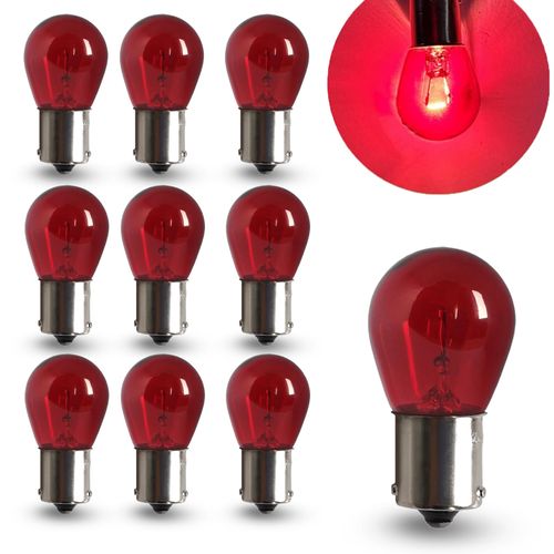 YYTQP 10 PCS Car PY21W S25 12V21W BAU15S Light Bulb, Brake Light Bulb Turn Signal Light Bulb Replacement, Miniature Bulb Mini Bulb Taillight, Replacement for Cars,Trucks,SUVs and Motorcycles (Red)