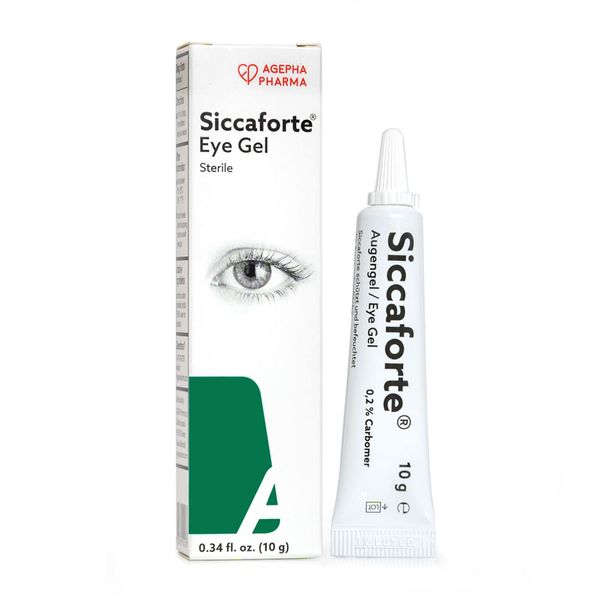 Siccaforte® Augengel von AGEPHA mit Carbomer I Gel Augentropfen für trockene Augen I Augengel für längere Haltbarkeit I Angenehmer Puffer zwischen Auge und Augenlid.