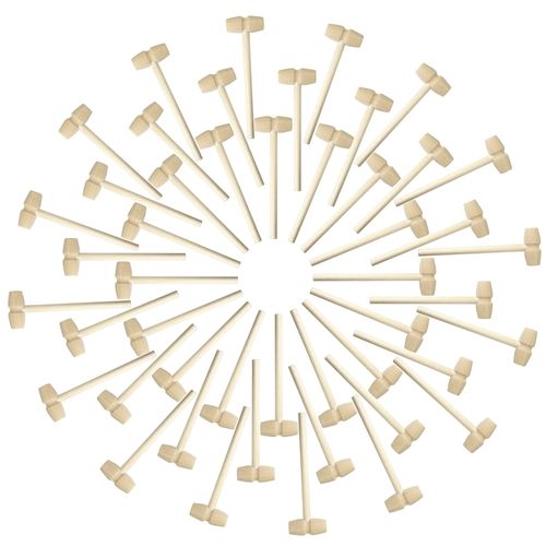 50 Pieces Mini Wooden Hammers for Chocolate Breakable Heart Bulk