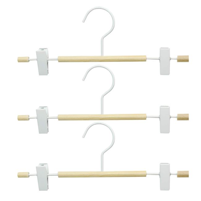 Sawafuji AB-03-3P Clothes Hanger, White, Approx. Width 12.2 x Depth 1.1 x Height 4.9 inches (31 x 2.8 x 12.5 cm), Albero Skirt Hanger, Pack of 3