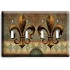 RUSTIC FLEUR DE LIS MEDIEVAL FLOWER 4 GANG LIGHT SWITCH WALL PLATE ROOM HD DECOR