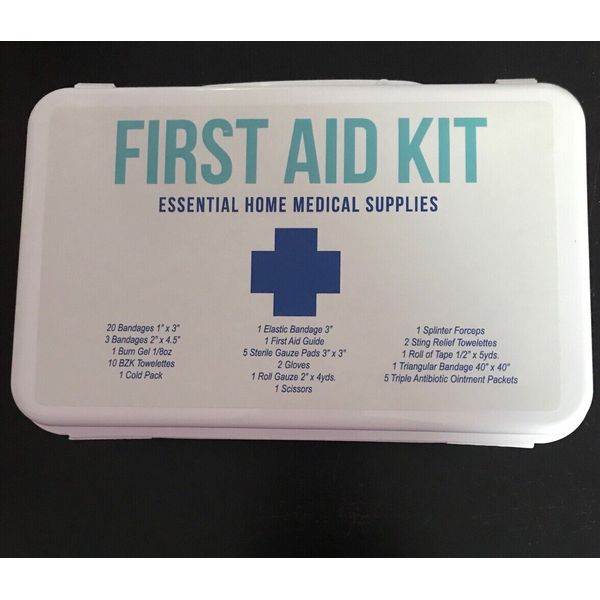 First Aid Kit Essential Home Medical Supplies New Carry Case Cold Pack Bandages