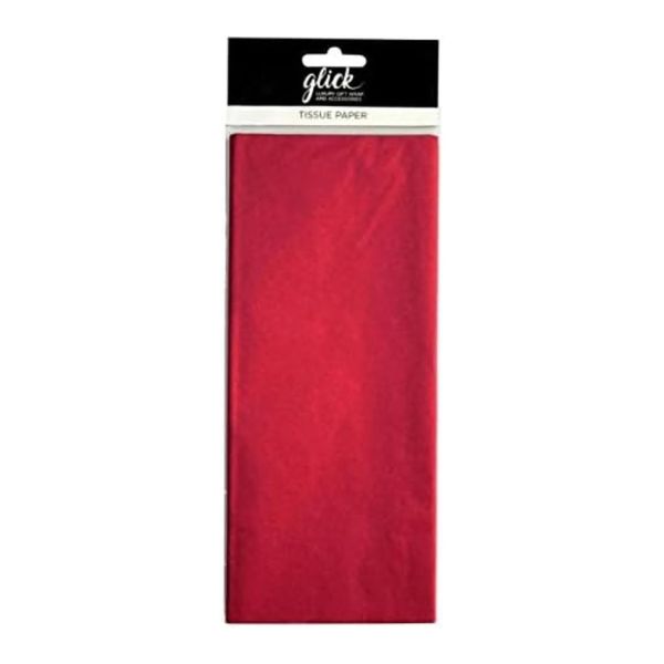 Glick Four Sheets of Red Tissue Paper, Each Sheet 750mm x 500mm Tissue Paper Red, Red Tissue Paper for Gift Wrapping for Birthday, Christmas, Valentine and Other Celebrations