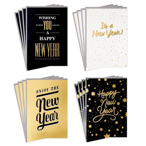 Hallmark New Years Cards Assortment, Happy New Year (4 Designs, 16 Cards and Envelopes)