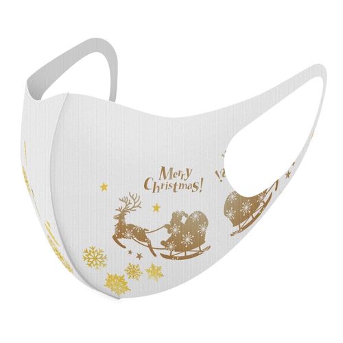 igsticker 020558 Design Mask, Set of 2, Polyester, Washable, Cloth Mask, Unisex, Christmas Snowflake