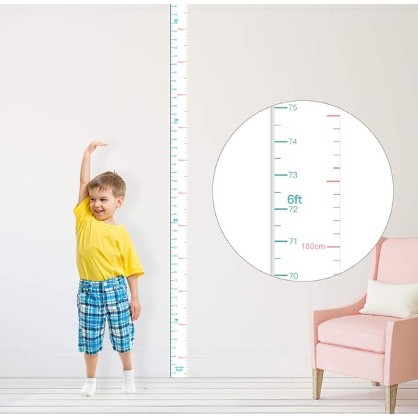 Growth Chart for Kids Height Chart Ruler Wall Decor for Measuring Kids Boys Girls, White (Large 83''x1.97'')