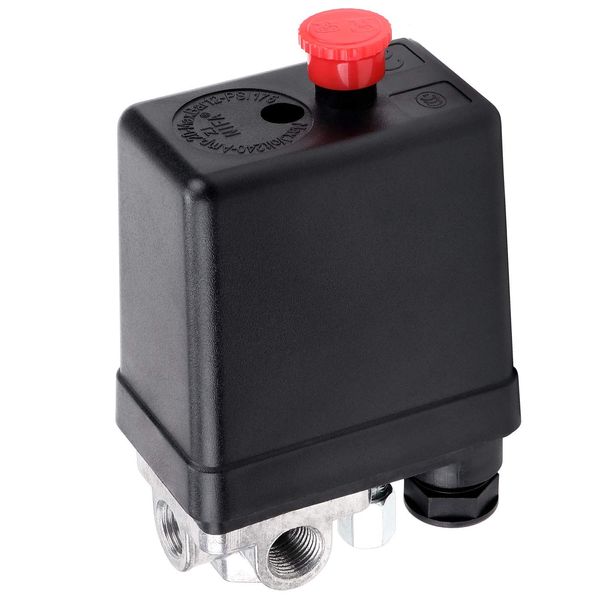 HSEAMALL AC 220V 20A 4 Port Air Compressor Pressure Switch Control Valve Regulator Replacement Parts for Fast Pressure Reduction 90-120 PSI