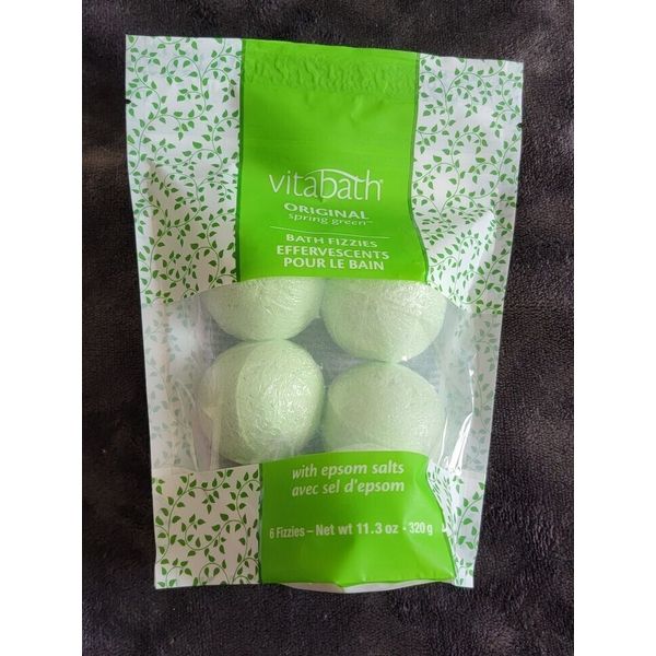 Vitabath Spring Green Scent Bath Fizzies with Epson Salts  Bag of 6 Units/Bombs