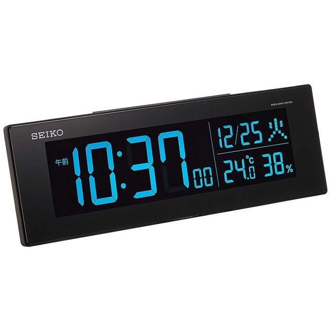 Seiko Clock C3 Series BC406K Radio Controlled Digital Desk Clock, Color LCD, 01: Black, AC Powered, No Price Tag, Size: 2.9 x 8.7 x 1.7 inches (7.3 x 22.2 x 4.4 cm)