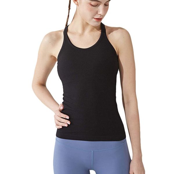 Yoga Racer Back Tank Top for Women with Built in Bra,Women's Padded Sports Bra Fitness Workout Running Shirts (Black, Small)