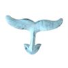 Rustic Dark Blue Whitewashed Cast Iron Decorative Whale Hook 5" - Decorative Wa