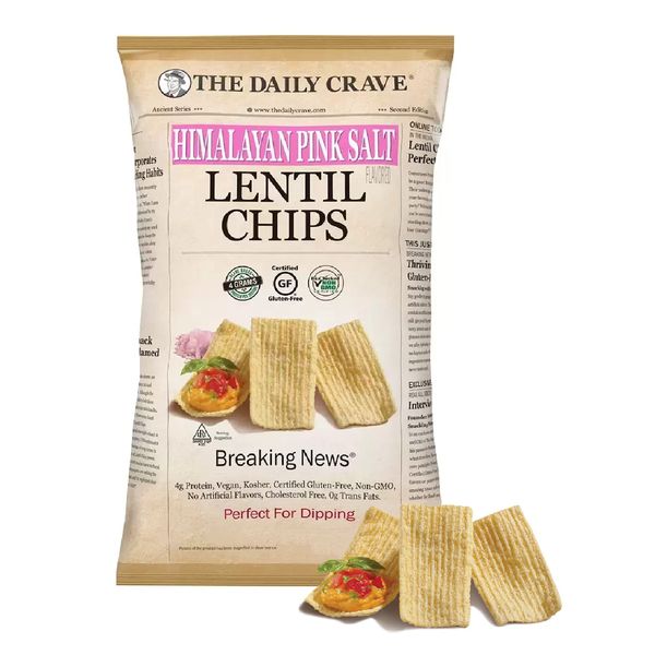 The Daily Crave Lentil Chips - Gluten Free Himalayan Pink Salt Lentil Crisps 510g Protein Snacks with Topline Card. Healthy Snacks Low Calorie for Weight Watchers, Party Food or Lunchbox Snacks.