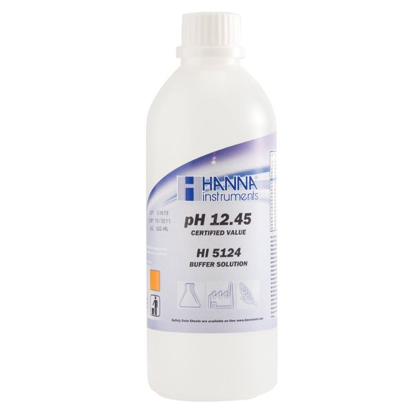Hannah HI5124 pH Standard Solution (Technical Type) pH 12.45 Certificate Included