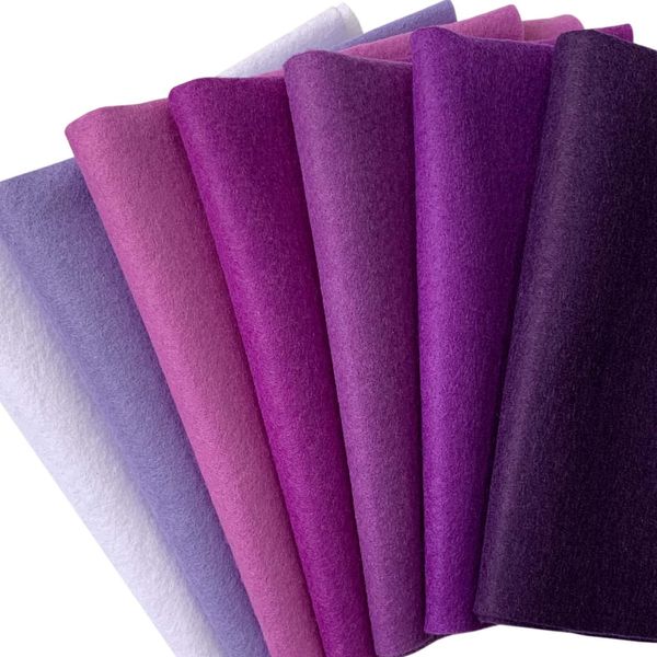 7 Piece Felt DIY Craft Fabric, Soft Type, 0.06 inch (1.5 mm) Thick, 17.7 x 17.7 inches (45 x 45 cm) (Purple)