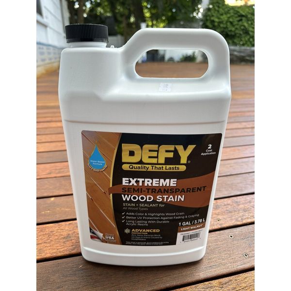 NEW Defy Extreme Semi-Transparent Wood Stain & Sealant Light Walnut 1-gallon