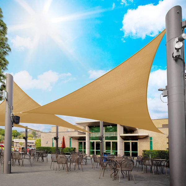 Royal Shade 20' x 20' x 20' Sand Beige Custom Size Order to Make Sun Shade Sail RTAPT12 Canopy Mesh UV Block Triangle - Commercial Standard Heavy Duty - 200GSM - 5 Years Warranty