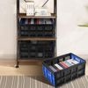 Collapsible Crate 55L Foldable Plastic Milk Crate Storage Basket w/ Side Handle