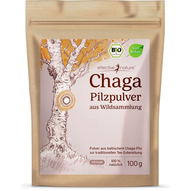 Chaga Pilz Pulver Bio - 100g - Aus Wildsammlung - Für Chaga Tee in Bio-Qualität und weitere Anwendungen - Aus Estland