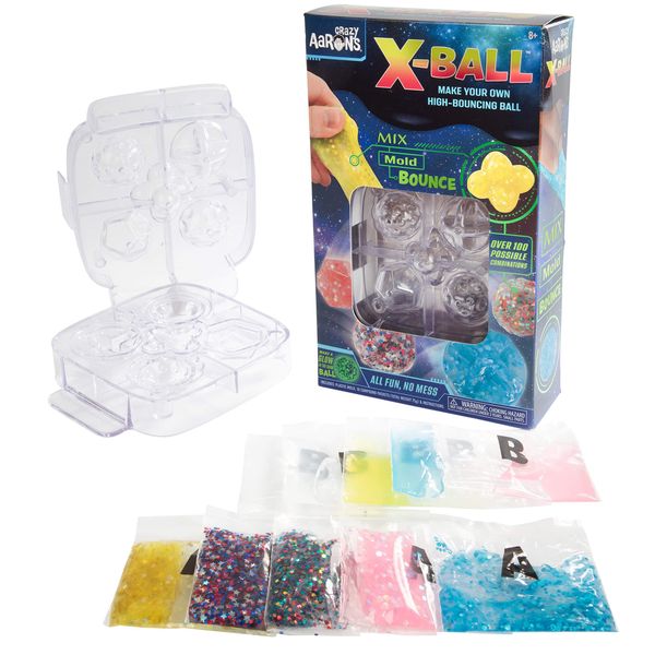 Crazy Aaron's Make Your Own Putty Bouncy Ball Kit - X-Ball Thinking Putty Activity Set - Mix, Mold, and Create Your Own High Bouncing Ball - 5 Molds and 10 Compounds (Including Glow in The Dark)