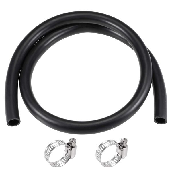 uxcell Lubricant Hose Line Hose Rubber Water Hose Black Inner Diameter 0.5 inch (14 mm) Outer Diameter 0.7 inch (18 mm) Total Length 0.3 ft (1 m) 2 Clamp