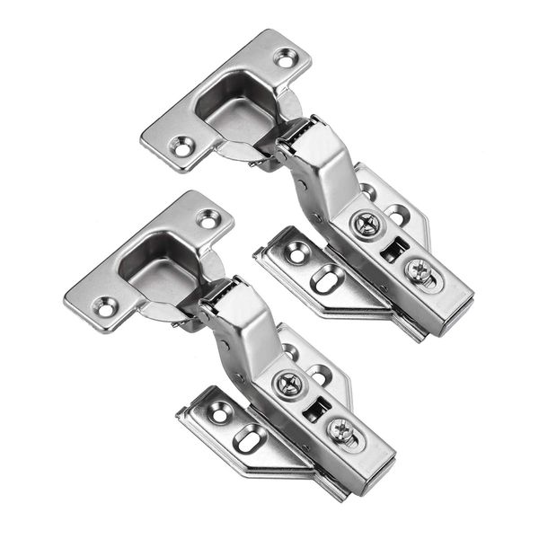 Luokim 2pcs Frameless Cabinet Door Concealed Hinges,Soft-Close,European Inset,Nickel Plated