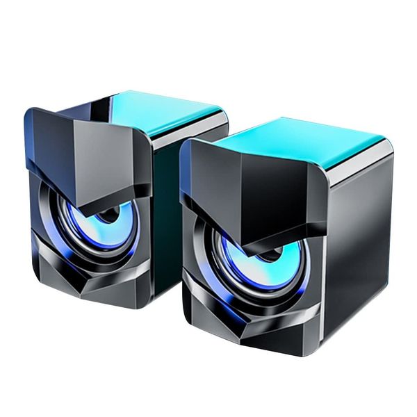Etlephe PC Lautsprecher, USB Computer Lautsprecher 2.0 Stereo Gaming-Lautsprecher mit coolen LED-Lichtern für PC Computer Desktop Notebook Smartphone