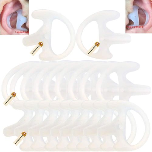 Lsgoodcare 20Pcs Replacement Earmold Earbud (Left and Right Ear) for Two Way Radio Acoustic Coil Tube Earpiece, Walkie Talkie Earmould Ear Buds White Medium, Soft Silicone Ear Pieces