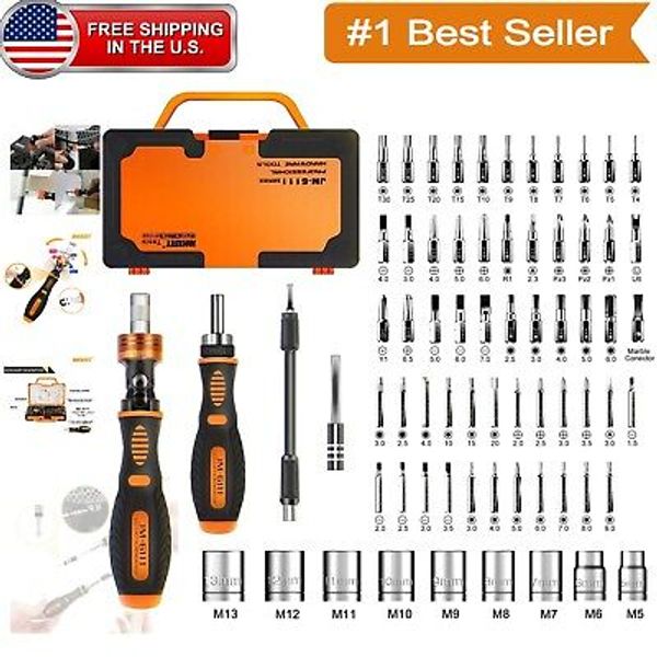 Durable Chrome Vanadium 69-in-1 Screwdriver Kit with Rotatable Handle & Tweezers