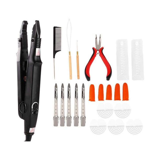 Hair Extension Tool Kit,Professional Hair Extension Iron Set Hair Connector Styling Tools Hair Tinsel Strand Kit Salon and Home Women Girls(US)