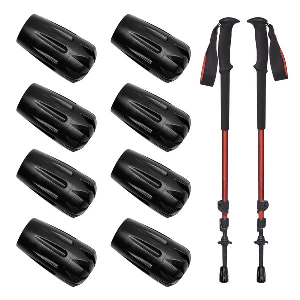 Bettinay 8 PCS Rubber Ferrules for Walking Sticks,Replacement Cane Tip for Crutches for Most Asphalt Rock Snow Mud Ground(11 mm)