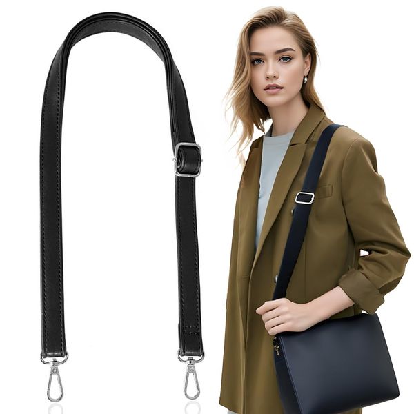 PLABBDPL Frauen Leder Schulterriemen Trageriemen,Tasche Schultergurte Gurt Riemen für Geldbörse Handtaschen, verstellbare Ersatz Crossbody Bag Strap Tragegurt Umhängegurt (schwarz)