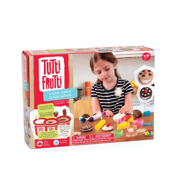 Tutti Frutti: Cookie Maker Dough Kit - Scented Modeling Dough Craft Kit w/ Molds & Tools, Non-Toxic, Pear, Strawberry, Chocolate, Vanilla, Kids Age 3+