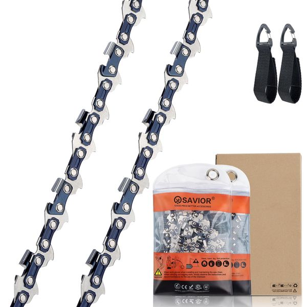 Savior 2-Packs 12 Inch Chainsaw Chain Low-Kickback 3/8"LP 45 Drive Links .043" Gauge Compatible for Ryobi OCS1830, Bosch AKE 30 Li, Makita, Dewalt and More