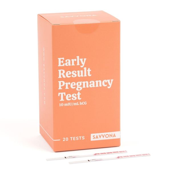 SAVVONA Early Result Pregnancy Test - Know 6 Days Before Missed Period - 10 MIU/mL hCG Test for Urine - 20ct