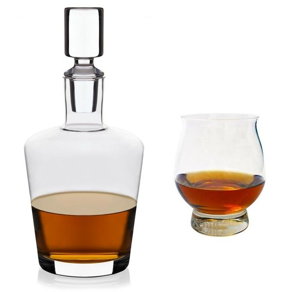 LIBBEY CRAFT SPIRITS GLASS DECANTER BUNDLED WITH 4 BOURBON TRAIL WHISKY GLASSES