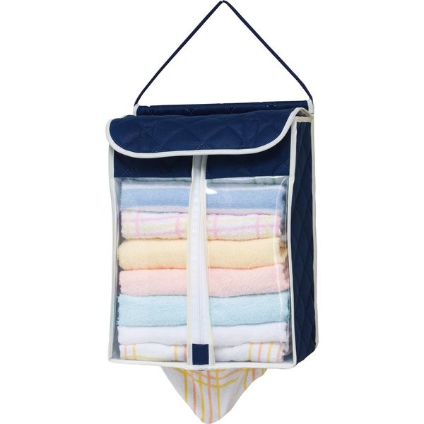 Astro 155-11 Towel Storage Case, Navy, Towel Stocker, Antibacterial, Deodorizing, Towel Holder, Non-woven Fabric, Deodorizing Fiber, Towel Holder, Wall Hanging, Storage