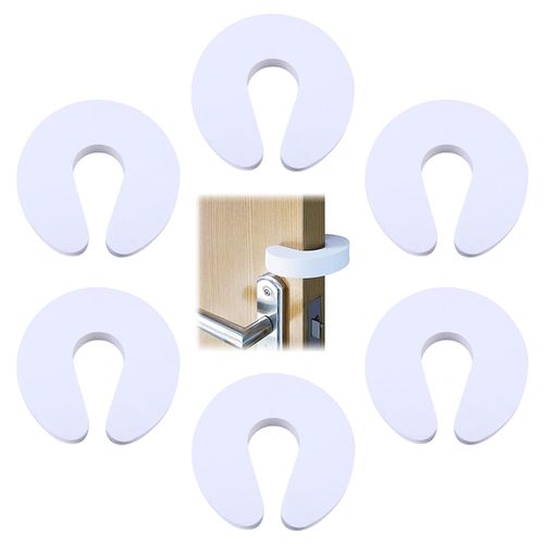 Safety Door Stoppers, Door Slam Stopper, 6 pcs Door Stoppers for Kids, Door Anti Slam, Foam Door Stoppers Top of Door, Door Finger Guards, Foam Door Stoppers Kids, Door Safety for Children, White
