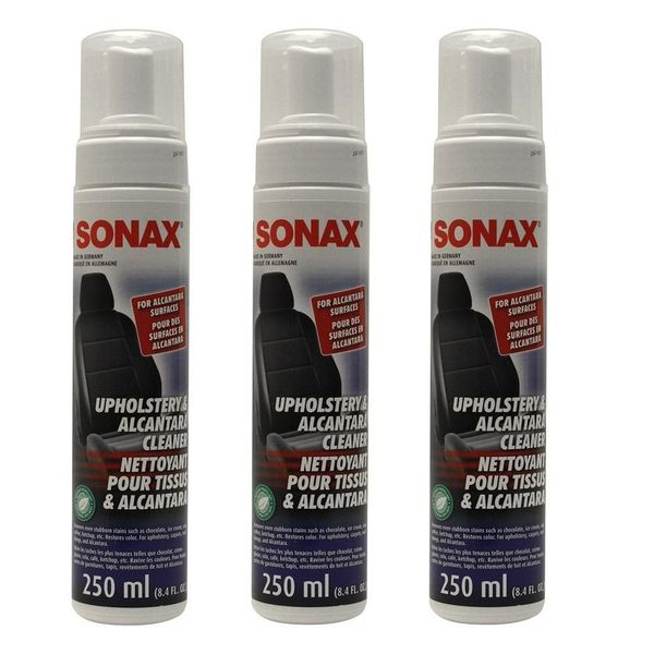 Sonax Upholstery & Alcantara Cleaner (3 x 250ml Bottles) Made in Germany