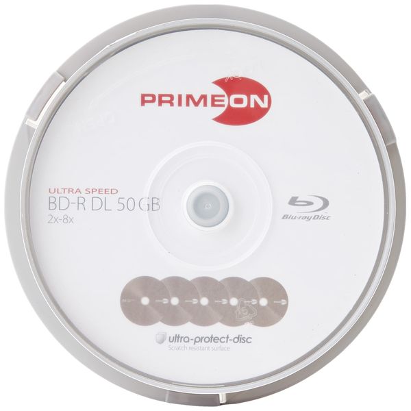 PRIMEON BD-R DL 50GB/2-8x Cakebox (10 Disc), ultra-protect-disc Surface