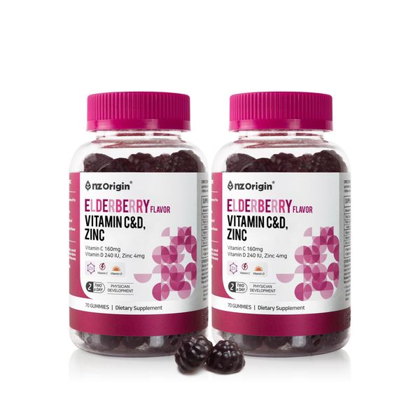 Enjet Origin Elderberry Flavor Vitamin C&D Zinc, 70 Tablets, 2ea