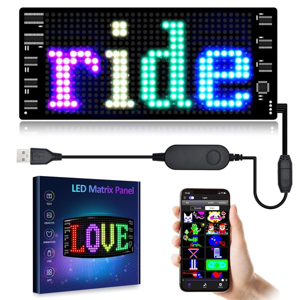 GOTUS LED Light Signs for Car,Programmable Flexible LED Sign,Bluetooth APP Control,Custom Text, Patterns, Animations