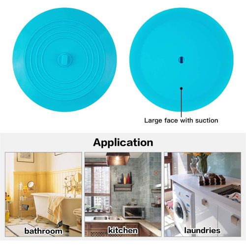 tifanso 2 Pack Tub Stopper, 6 inches Large Drain Stopper, Silicone Bathtub Stoppers Flat Bathtub Drain Cover Hair Stopper Suction Bathtub Plug for Kitchen and Laundry