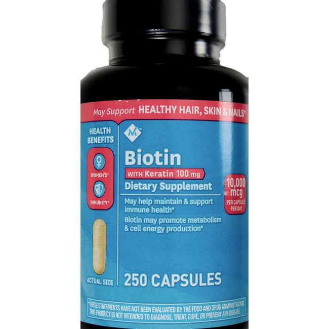 Member's Mark Biotin 10,000 mcg with Keratin, 250 Capsules