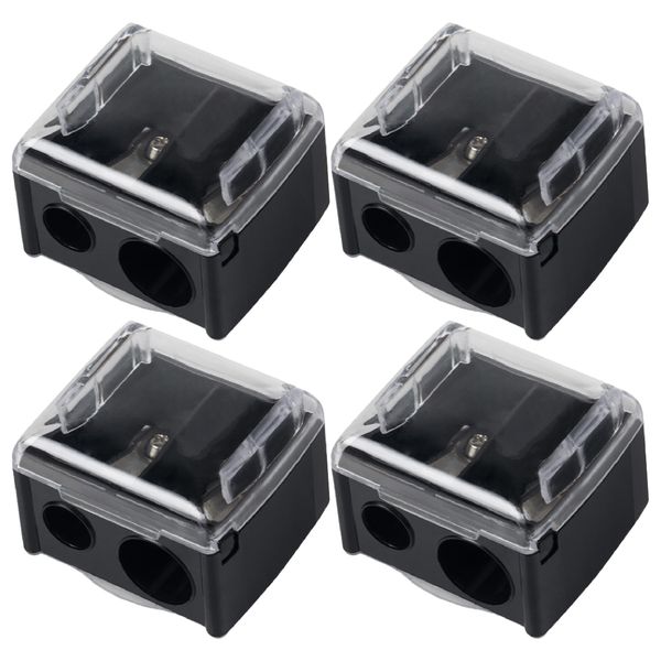 RGZD 4 pcs Spitzer Kosmetikstifte - Tragbare Dual Anspitzer Kosmetikspitzer, Schwarz Make up Anspitzer Kosmetikspitzer Makeup Sharpener Anspitzer für Augenbrauenstift/Lipliner/Eyeliner Bleistift